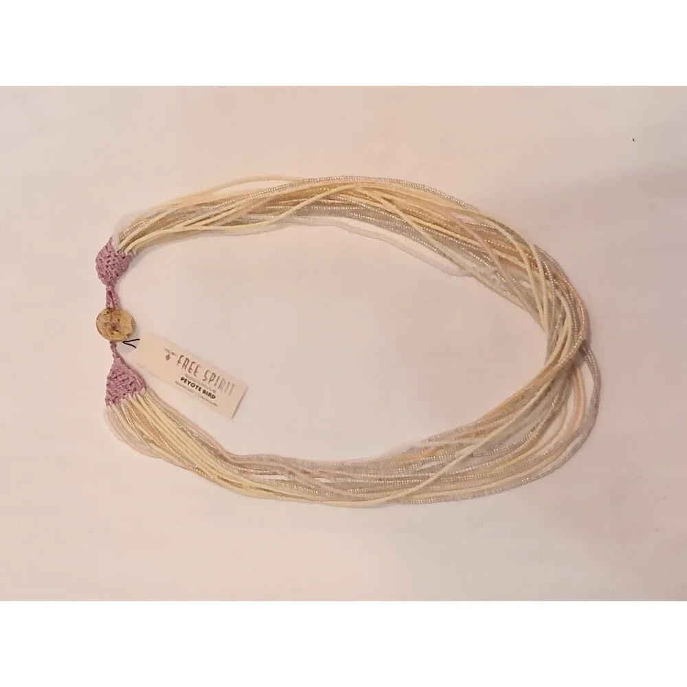 NWT Peyote Bird Multi Strand White Neutrals Seed Bead Necklace 20